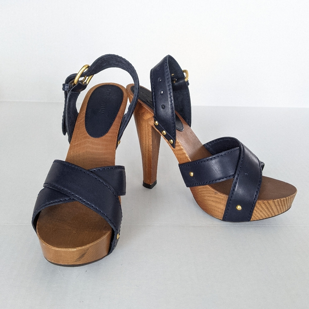 Miu Miu Blue Leather Mules & Clogs Sandals Made in Italy Size 40